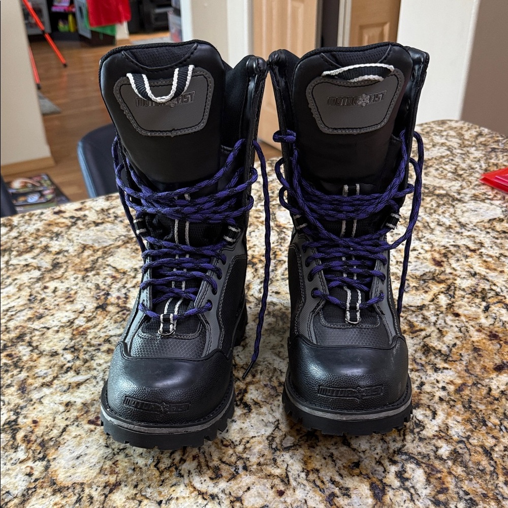 Black and Blue Lace-Up Boots